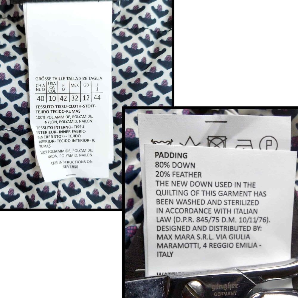 Max Mara Reversible Down Jacket Convertible Sleeves Quilted Puffer 10 Med Lg - Picture 10 of 13